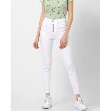 Loosespin white high rise skinny fit jeans